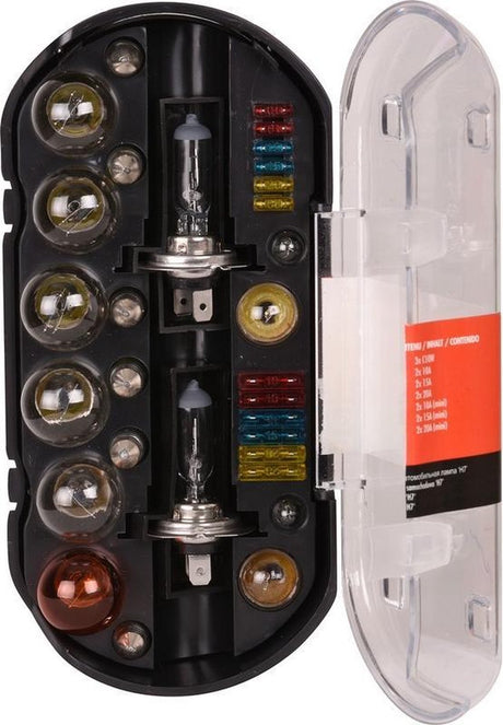 Carpoint gloeilampenset h1 h7 – 30-delig – inclusief zekeringen – compacte opbergbox – eenvoudige installatie