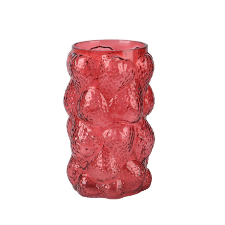 Decoris vaas glas h23cm rood aardbei