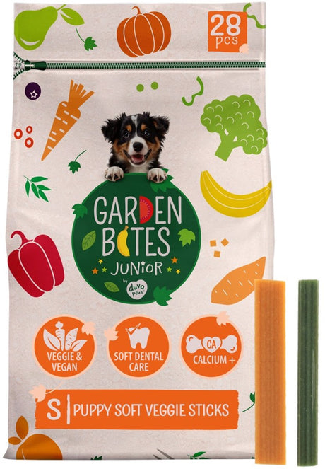 Garden bites duvoplus - soft veggie sticks hondensnacks - hondensnoepjes - vegetarisch glutenvrij - puppy small 28st