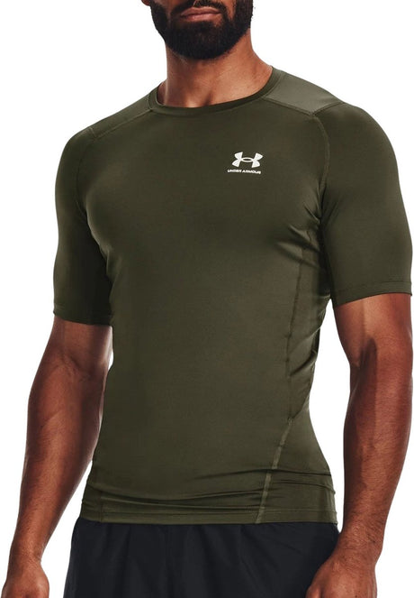Under armour ua hg heatgear armour compressie short sleeve heren sportshirt - groen - maat xl