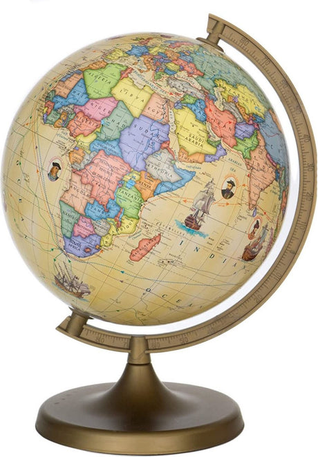 Glowala wereldbol - educatief globe - ø 22 cm - wereldbol met historische ontdekkingen