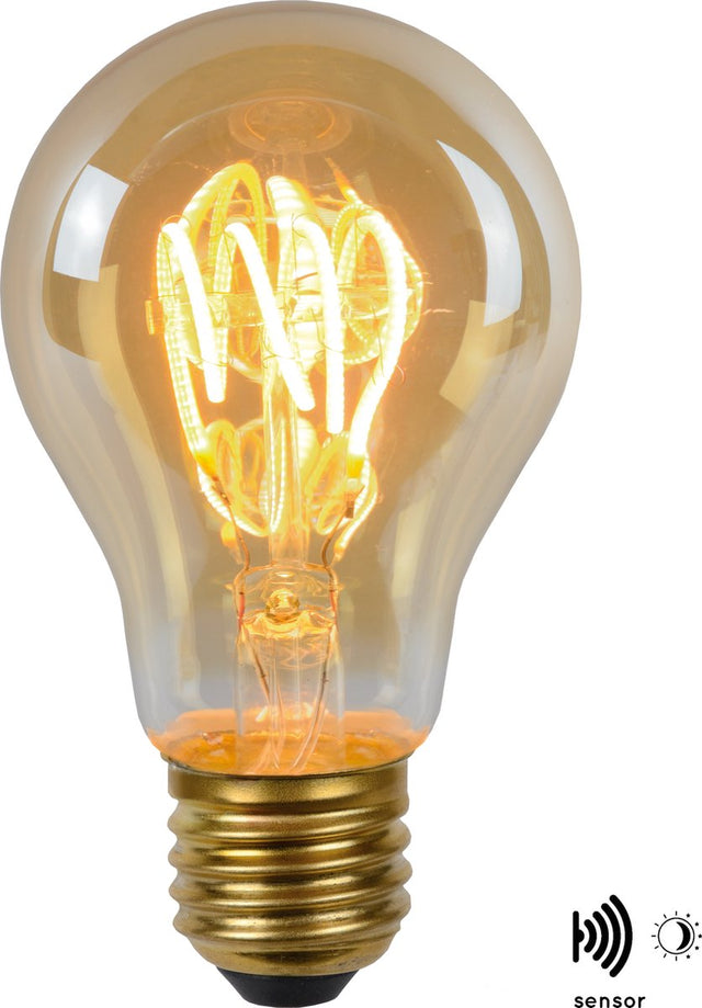 Lucide a60 twilight sensor - filament lamp - ø 6 cm - led - e27 - 1x4w 2200k - dag nacht sensor - amber