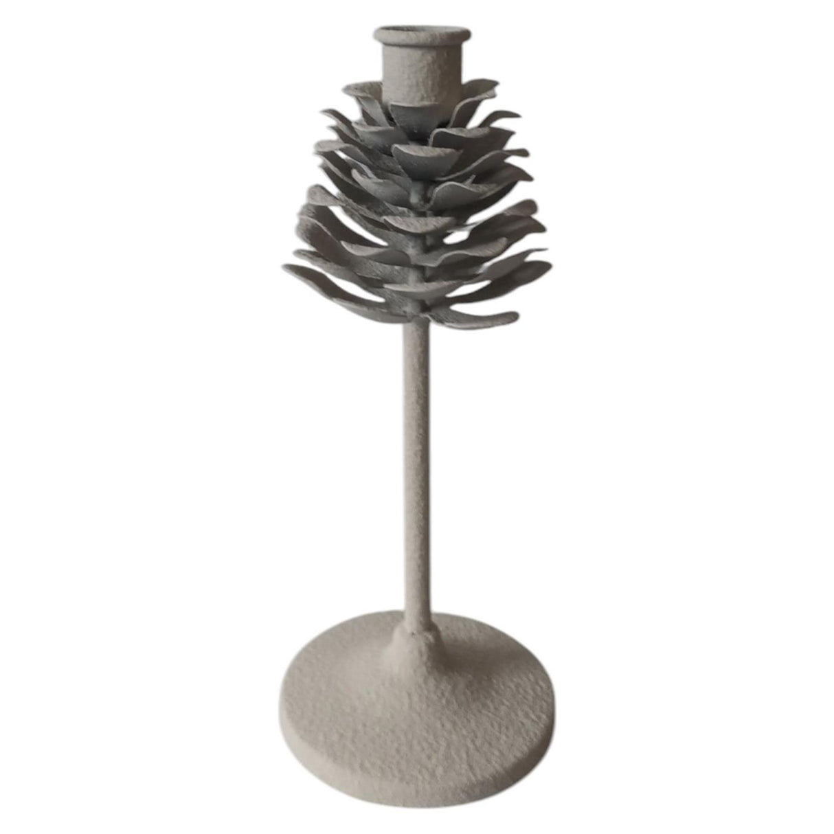 Mansion atmosphere kandelaar pinecone op voet wit 9,5x9,5x22,5cm