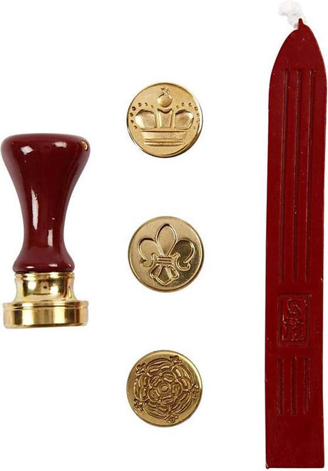 Creativ company zegel set, d: 18 mm, zeilen, bloem, franse lelie, 1 set