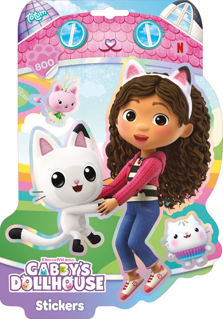 Totum gabby's dollhouse stickerboek - 800 vormstickers - 16 stickervellen - 2 achtergrondplaten - speelgoed kinderen - knutselen - voor meisjes en jongens - ook voor kleuters - vanaf 3 jaar -
