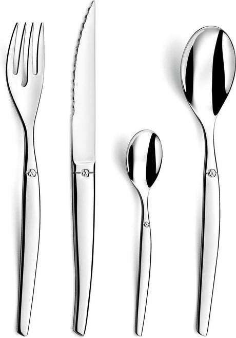 Lou laguiole ® jet hoogglans – 24-delige bestekset – 6 personen – 18 0 chroomstaal – micro-serration – iconische laguiole-bij – cadeauverpakking
