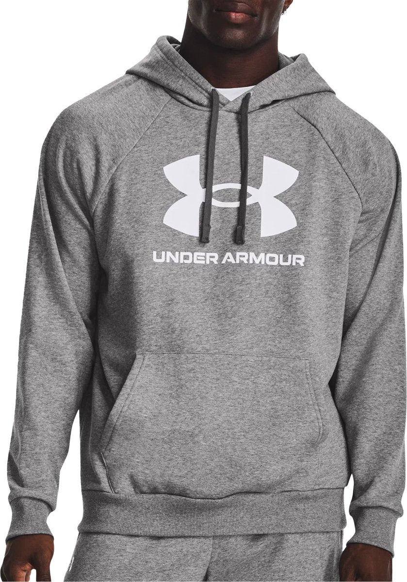 Under armour ua rival fleece logo hd-gry heren sporttrui - castlerock light heather - wit xxl
