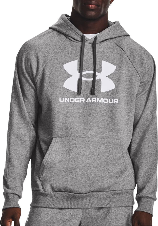 Under armour ua rival fleece logo hd-gry heren sporttrui - castlerock light heather - wit xxl