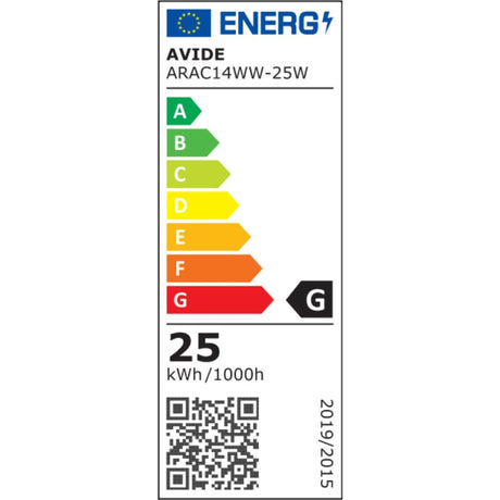 Avide koelkast- of vriezer gloeilamp 25w e14 fitting 3000 kelvin warmwit 130 lumen