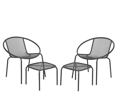 Decoris vigo balkonset antraciet stoelen + voetenbank