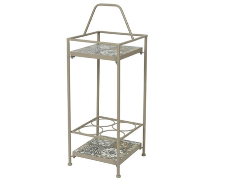 Decoris toulouse buitenwijnrek serveertafel taupe met mozaiek-inleg 28x26x74.5cm