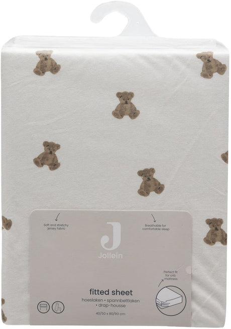Jollein hoeslaken ledikant - 70 75x140 150cm - jersey - mini teddy bear