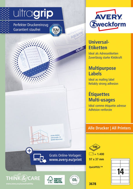 Avery huismerk 3678 universele etiket 97x37mm