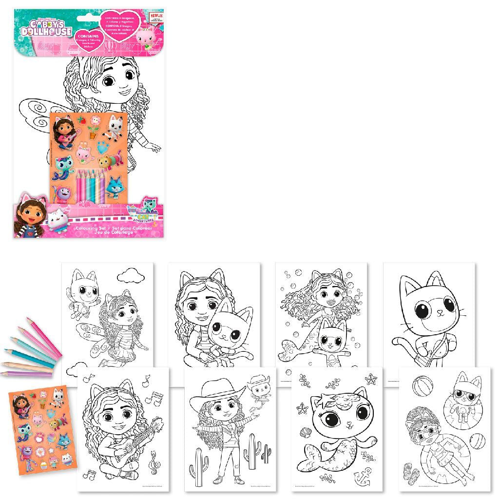Gabby's poppenhuis gabby's dollhouse kleur- + stickerset