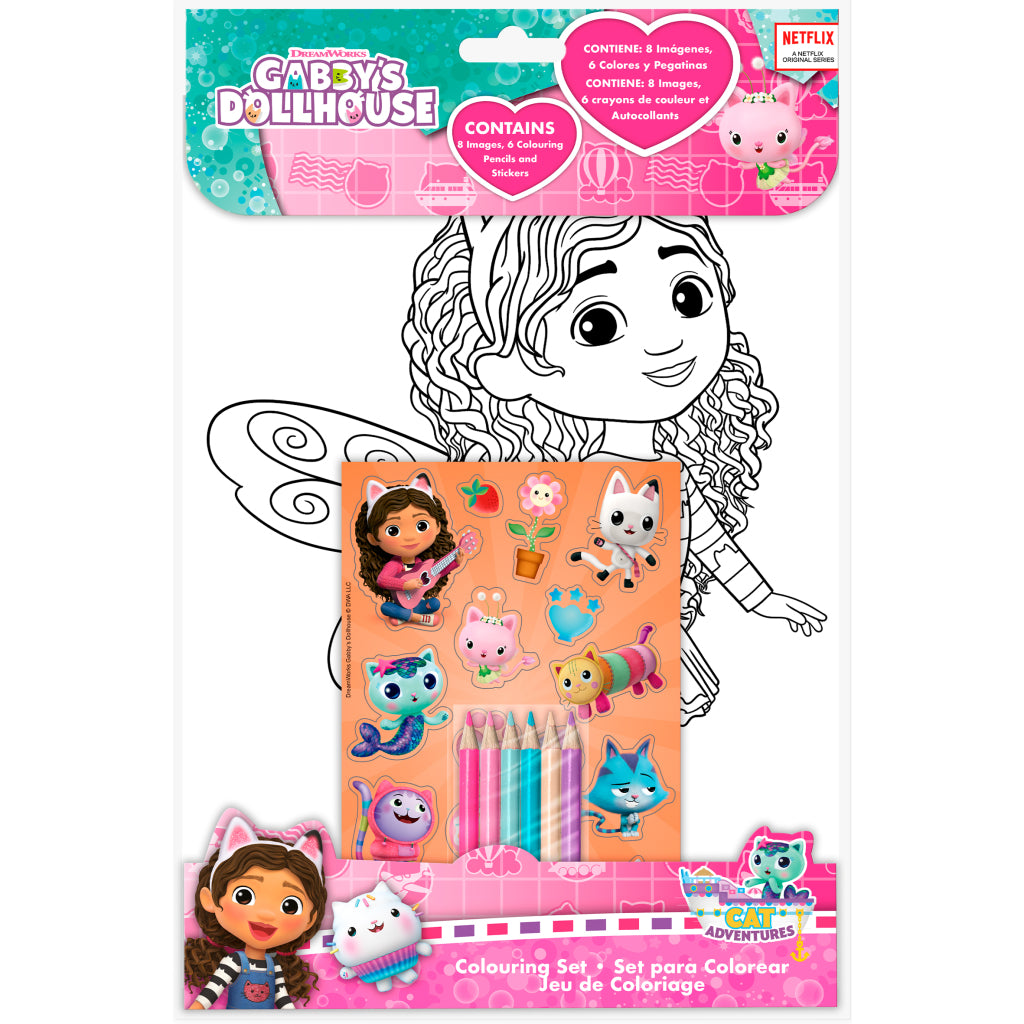 Gabby's poppenhuis gabby's dollhouse kleur- + stickerset