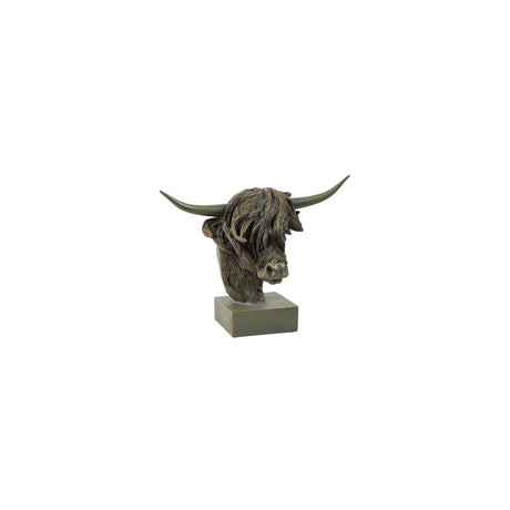 Countryfield beeld schotse hooglander op voet ulla bruin polystone 39x16x33cm