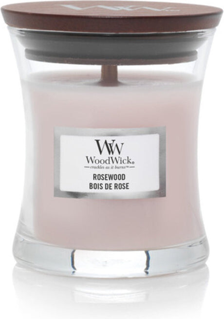 Woodwick geurkaars mini candle - rosewood - 20 branduren - 85gr - 8 cm ø 7 cm