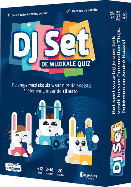 Geronimo games dj set - - de musikale quiz - nl versie - 80 setkaarten - party game - vanaf 12 jaar oud - van 3 tot 16 spelers