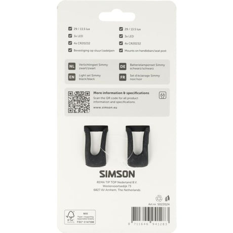 Simson verlichtingsset simmy batterij - zwart