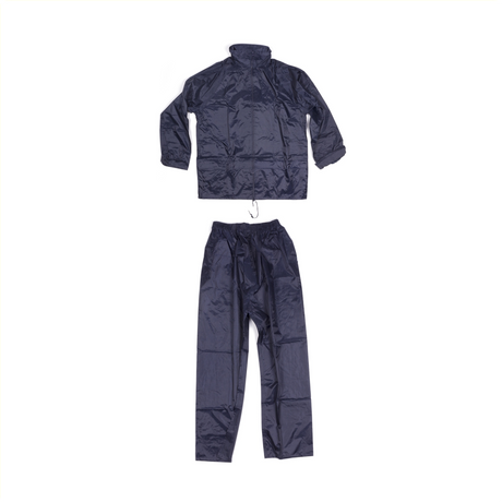 Greenlands regenpak m blauw. voorzien van 2 zakken en een in de kraag verwerkte capuchon