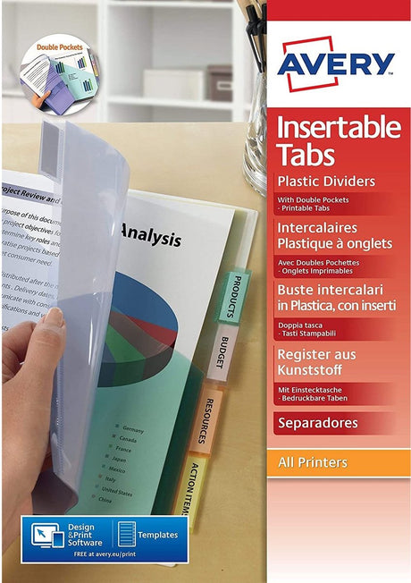 Avery insteekmappen showtas a4 pp m tabs set 6
