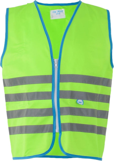 Wowow veiligheidshesje kind met rits en 1150 - fun fietsjas - maat l - unisex - groen blauw zilver l