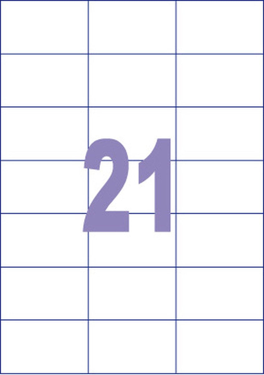 Kangaro etiket - inkjet laser kopieer - 70x42,3mm - 100 vel - 21 stickers per vel - k-7042