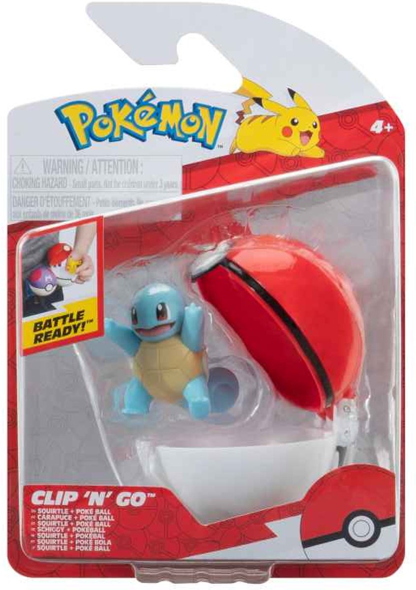 Jazwares pokémon clip 'n' go poké balls squirtle #3 poké ball mini-figuur