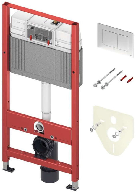 Tece base - inbouwframe voor hangend toilet, met spoelreservoir base, inclusief bedieningsplaat en geluidsisolatie, bouwhoogte 1,12 m 9400412