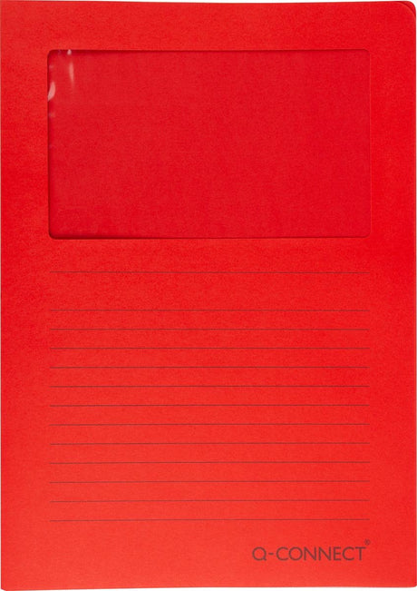 Q-connect l-map met venster | 120 g mâ² | a4 | pak van 100 stuks | rood