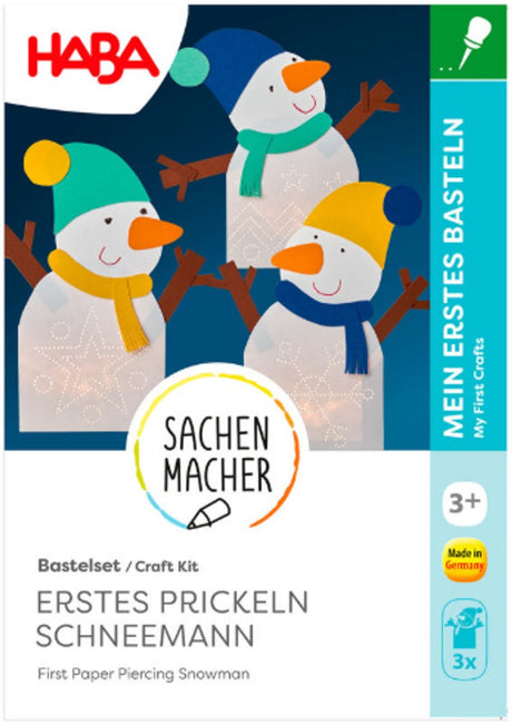 Haba knutselpakket eerste prikkunsten met prikvilt en prikpen sneeuwmannen - 3+