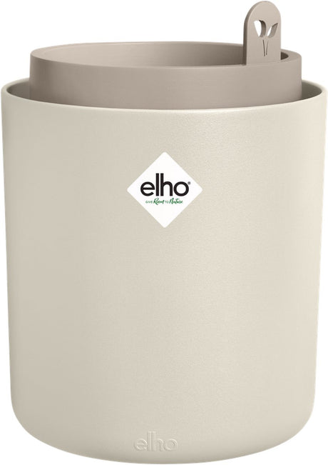 Elho bouncy basil 16 - kruiden kweken - bloempot van 100% gerecycled plastic - ø 16.5 x h 21.0 cm - linnen wit
