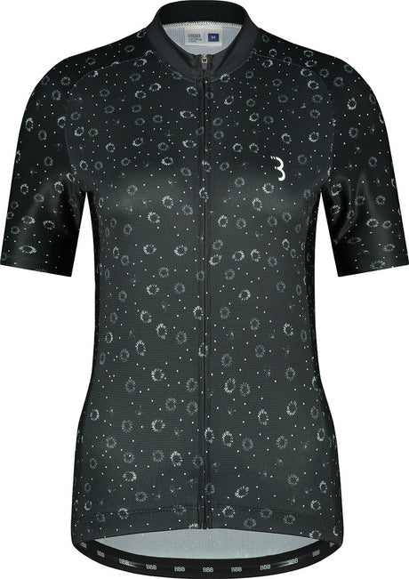 Bbb cycling fietsshirt dames korte mouw donnafit - wielershirt dames korte mouw - comfortabel en sneldrogend wielrenshirt dames - zwart bloemen - maat l - bbw-412