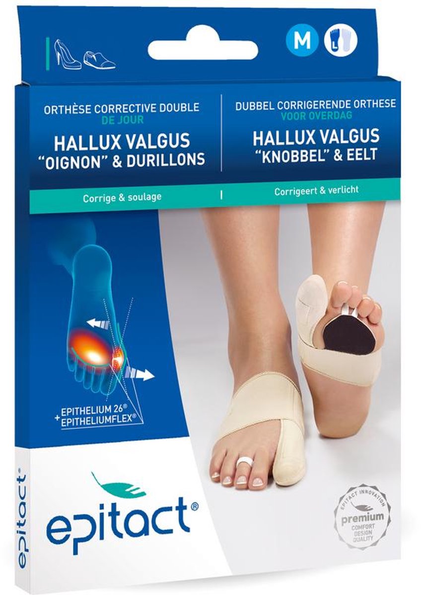 Epitact corrigerende hallux valgus orthese met dubbele werking - maat m - links - tegen knobbelpijn en eelt - 1 stuk m