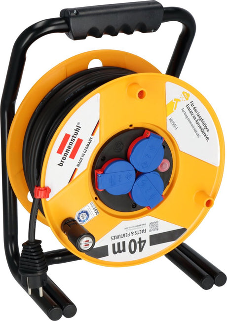 Brennenstuhl brobusta ip44 kabelhaspel, 40 m, speciaal kunststof, voor gebruik buitenshuis, made in germany, geel