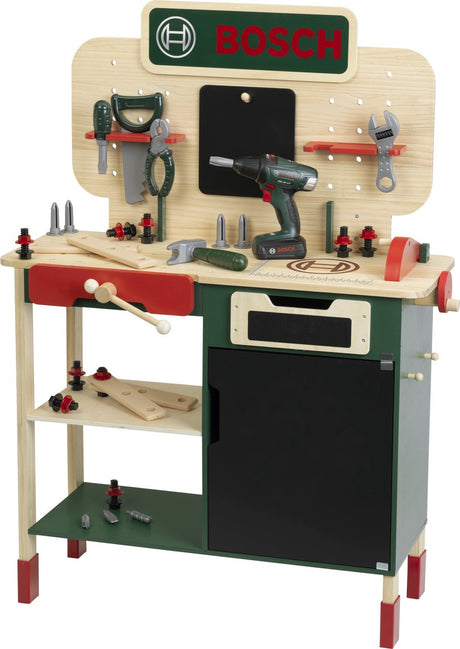 Klein toys - bosch houten werkbank- in hoogte verstelbaar - incl. gereedschap met licht- en geluidseffecten