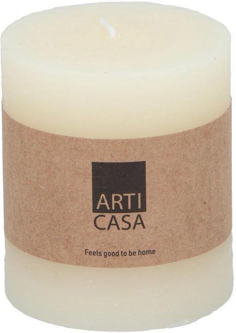 Arti casa rustieke stompkaars - ø7x8cm - creme - ongeparfumeerd - gemaakt van paraffine - sfeervolle warme uitstraling - langdurige brandtijd - ideaal voor elk interieur in huis