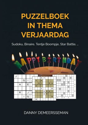 Merkloos sans marque puzzelboek in thema verjaardag