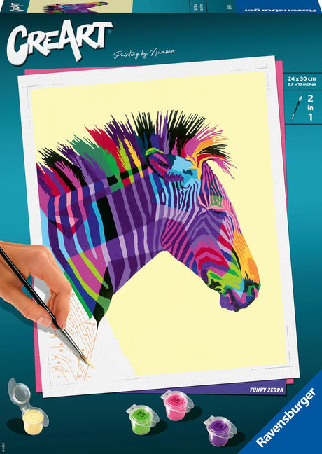 Ravensburger creart zebra - schilderen op nummer voor volwassenen - hobbypakket