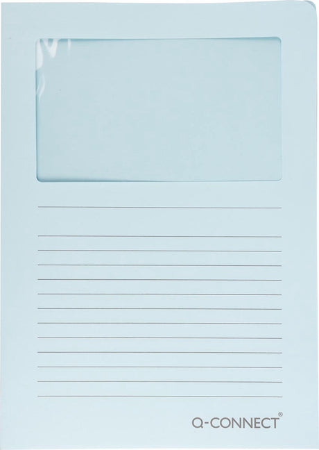 Q-connect l-map met venster | 120 g mã‚â² | a4 | pak van 100 stuks | lichtblauw