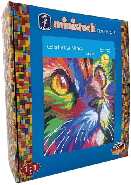 Ministeck mozaïek kleurrijke kat minka - xxl box 8600 stuks.