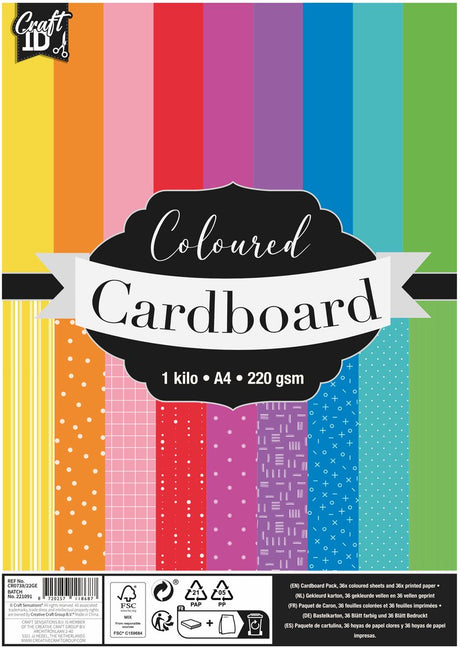 Craft sensations gekleurd karton a4 220gsm, 72st.