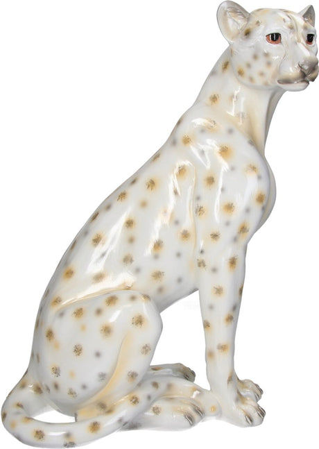 Hd collection ornament leopard polyresin white 34.5x22x46.5cm