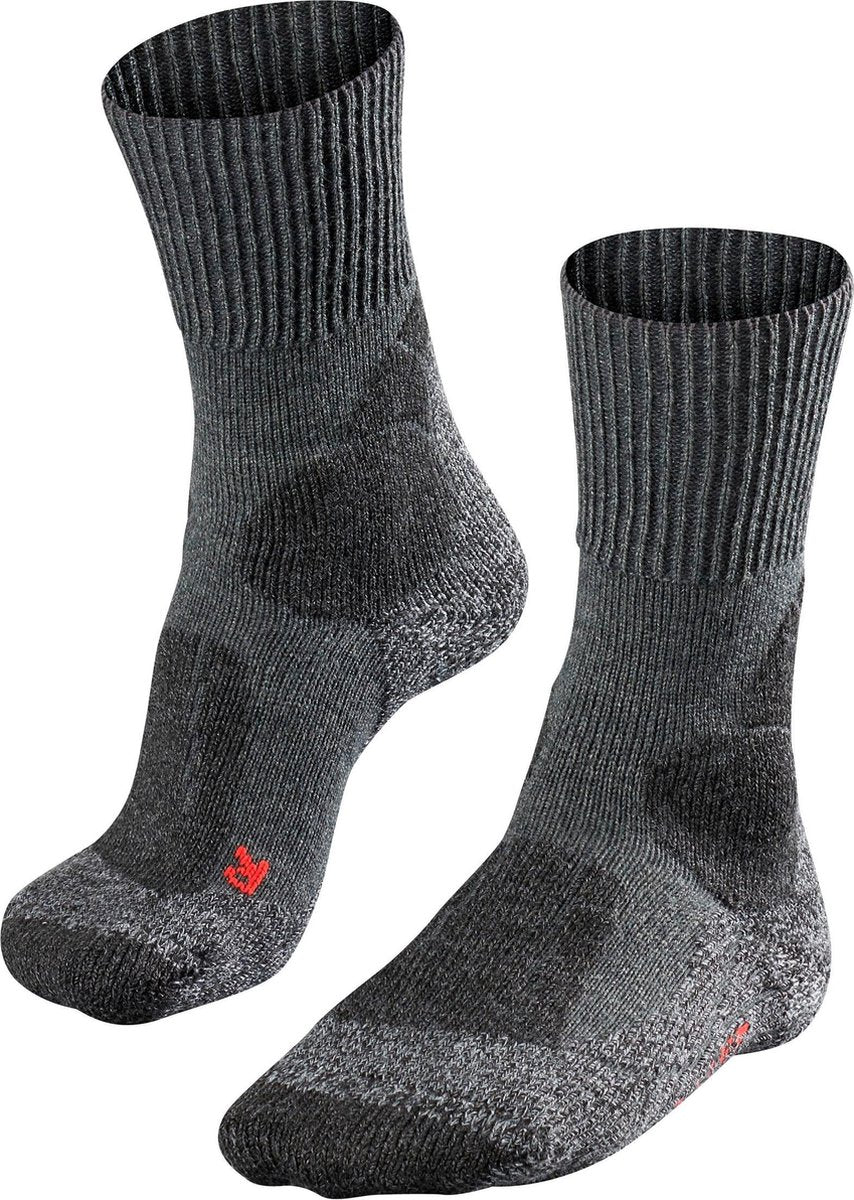 Falke tk1 anti-blaar dik wol functioneel materiaal wandelsokken dames grijs - maat 41-42