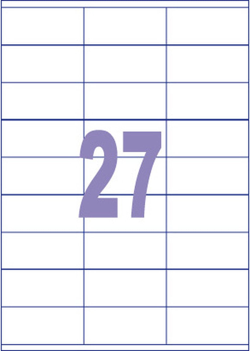 Kangaro etiketten - universeel - inkjet laser kopieer - 70x32mm - 100 vel - 27 stickers per vel - k-7032