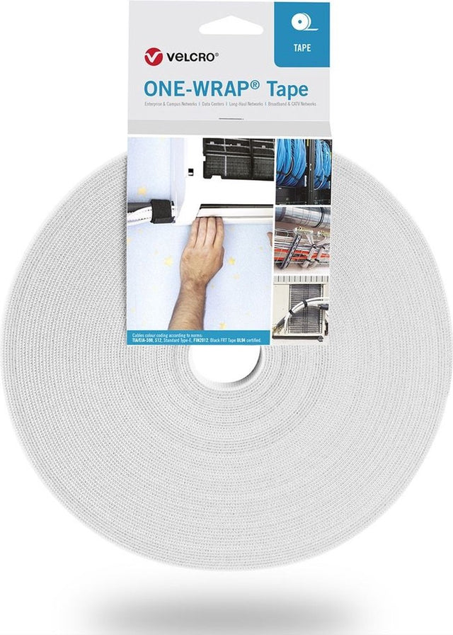 Velcro one-wrap - kabelbinderband - herbruikbaar - 25 meter - 10 mm - wit