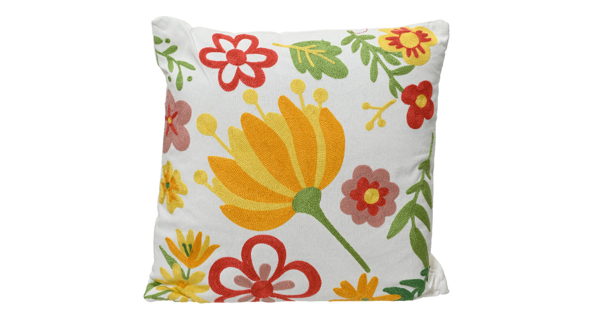 Kussen polyester katoen wit kleur 43x43x2,5cm