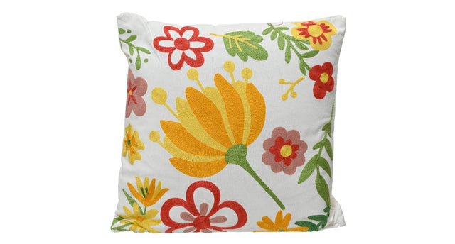 Kussen polyester katoen wit kleur 43x43x2,5cm