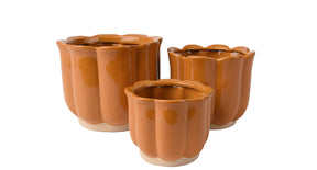 Set a 3 planter keramiek caramel d17,5 h14,5cm