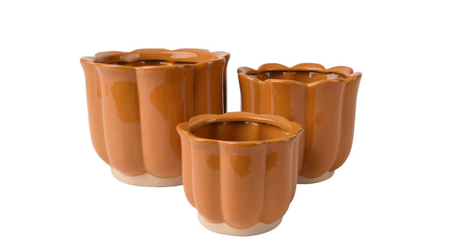 Set a 3 planter keramiek caramel d17,5 h14,5cm